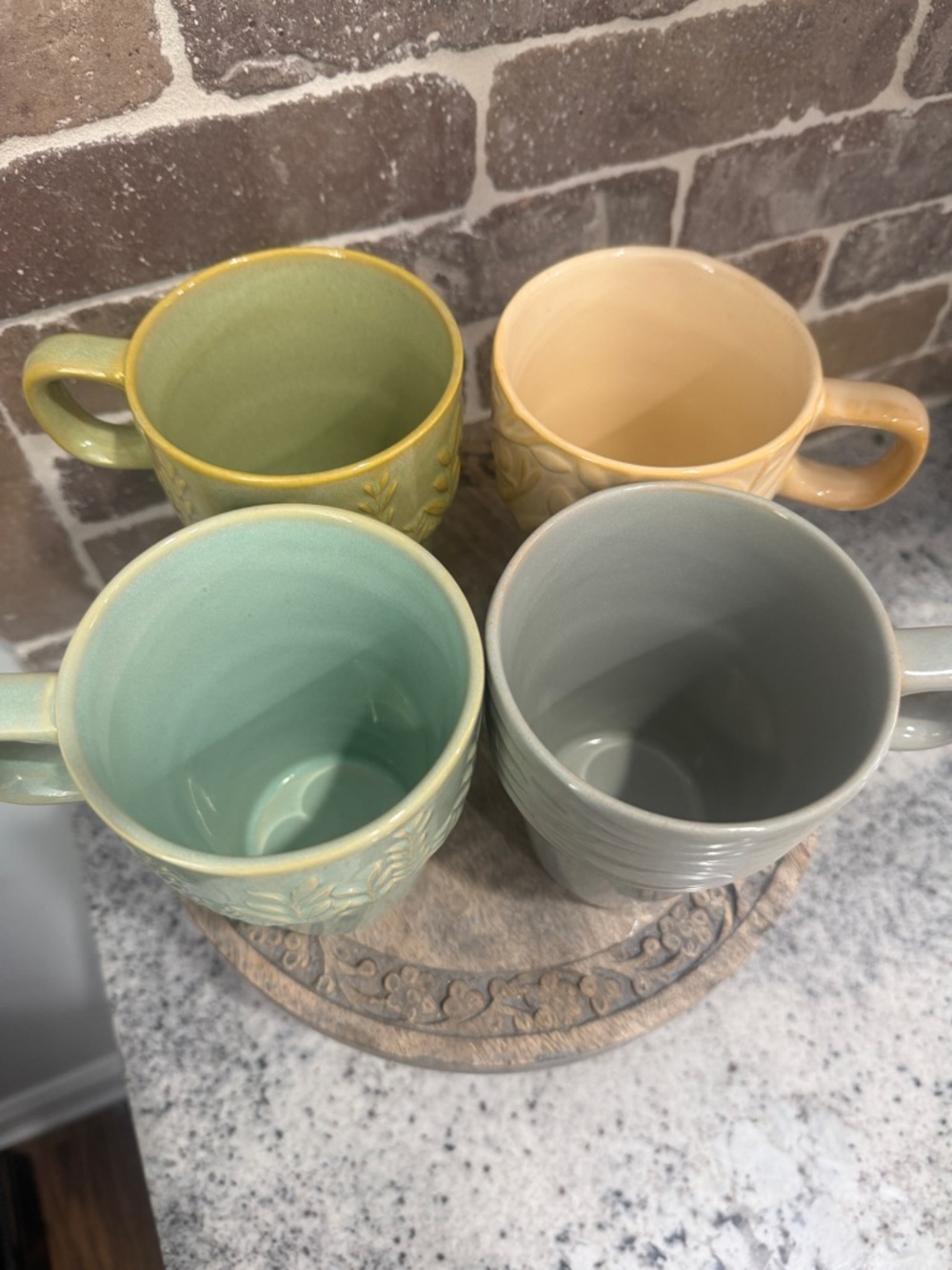 Nice Set of 4 Rare MercAsia Stackable Coffee Cups Mugs Pastel Large Size HTF - Picture 3 of 4
